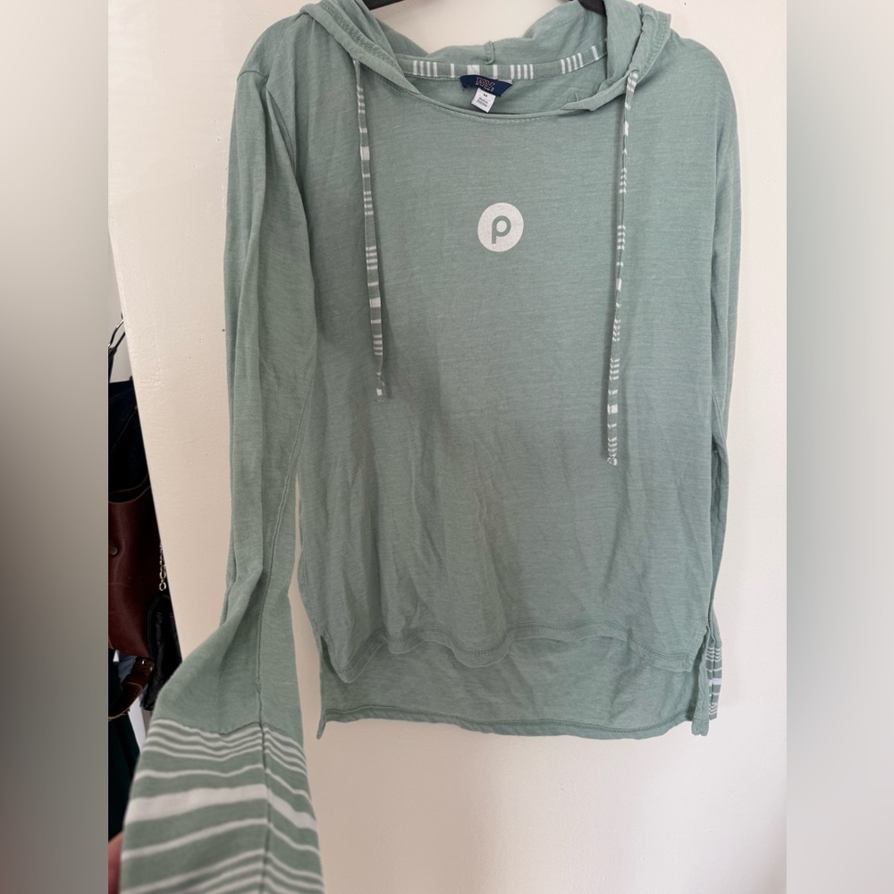 Green Hooded Publix Shirt with Striped Details